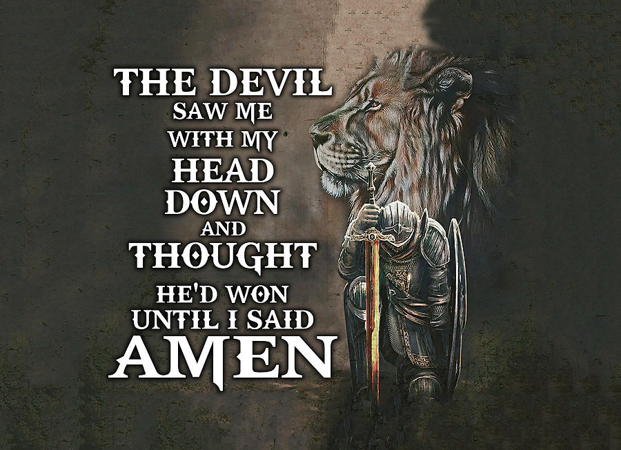 Prayer Warrior Lion Canvas Poster Digital Art