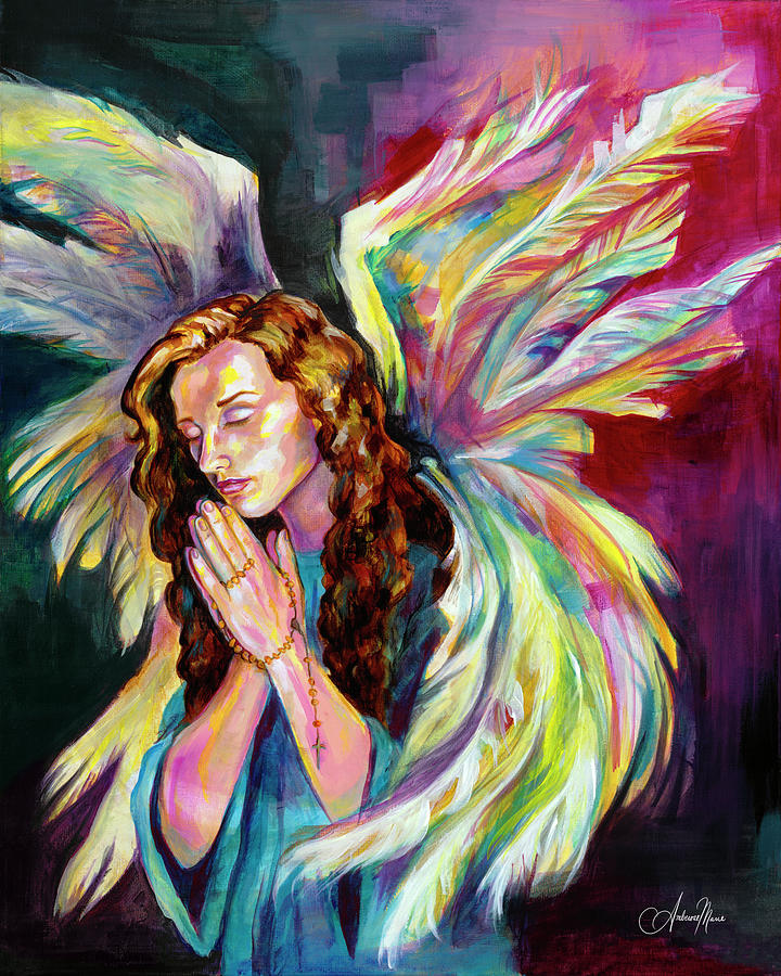 Angel Painting - Praying Angel  by Amberose Marie