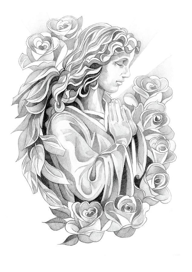praying angel sketch Stock Illustration | Adobe Stock