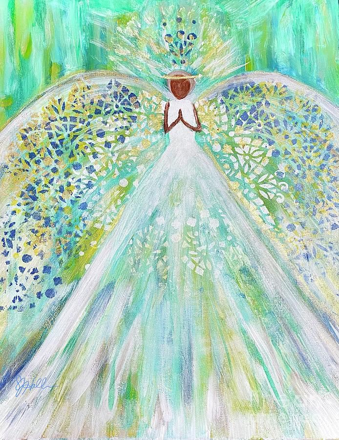 Praying Angel Painting by Sheila J Hall