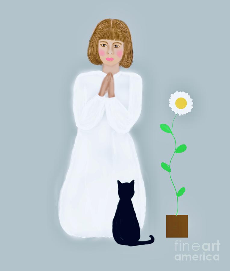 Praying girl Digital Art by Elaine Hayward