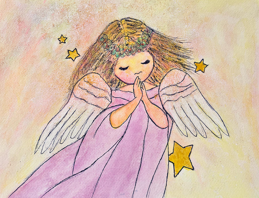 Praying little Angel  Painting by Renate Dartois