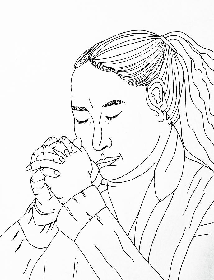 Praying Drawing by Mackenna Swann