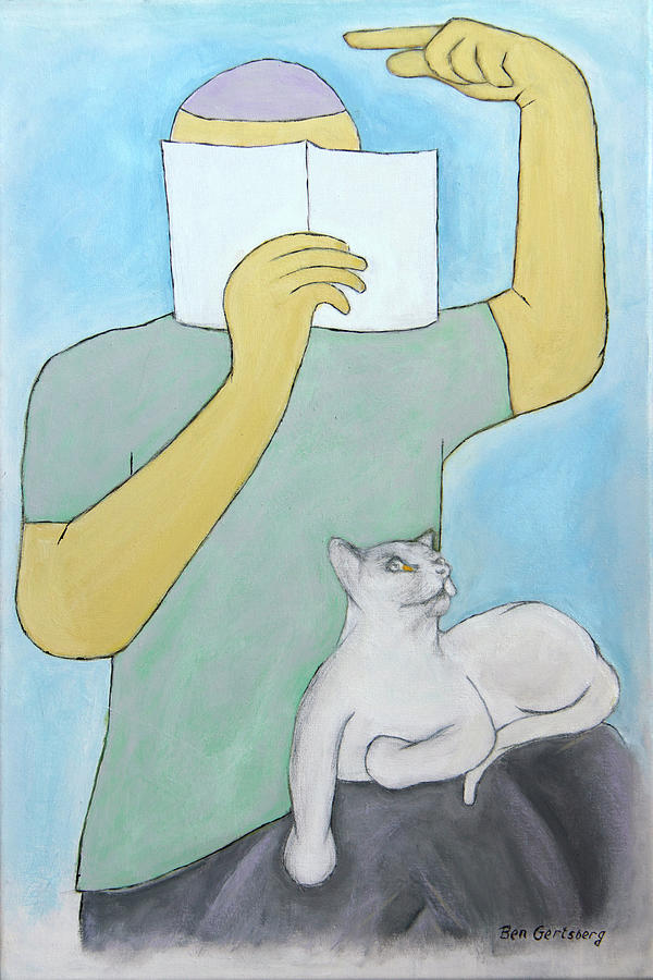 Abstract Painting - Praying Man And A Cat by Ben and Raisa Gertsberg