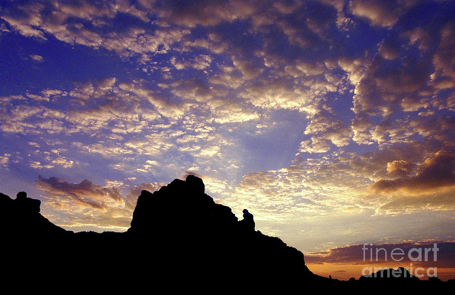 Praying Monk at Camelback Mountain in Sunset Clouds Photograph by Wernher Krutein