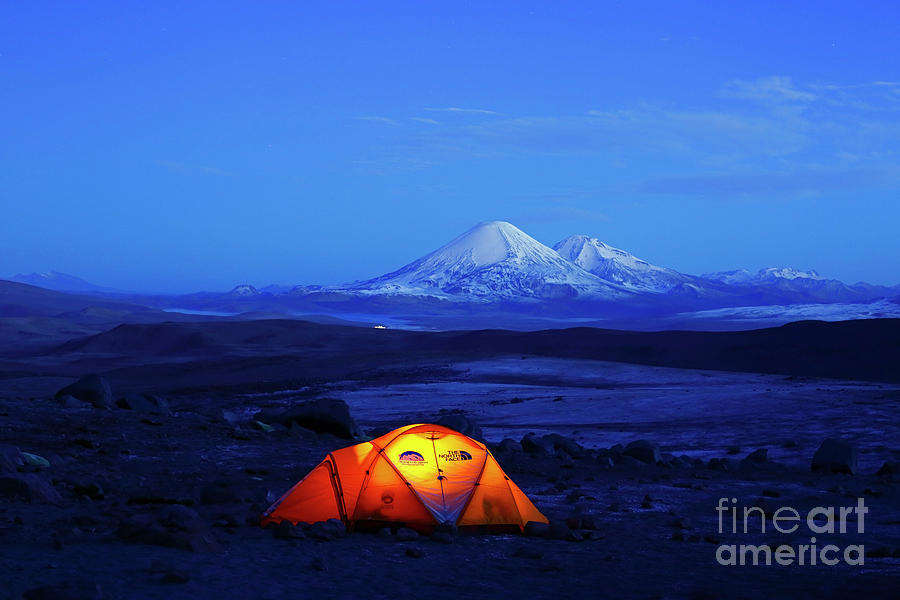 Pre Dawn Twilight Over Guallatiri Base Camp Chile Photograph by James Brunker
