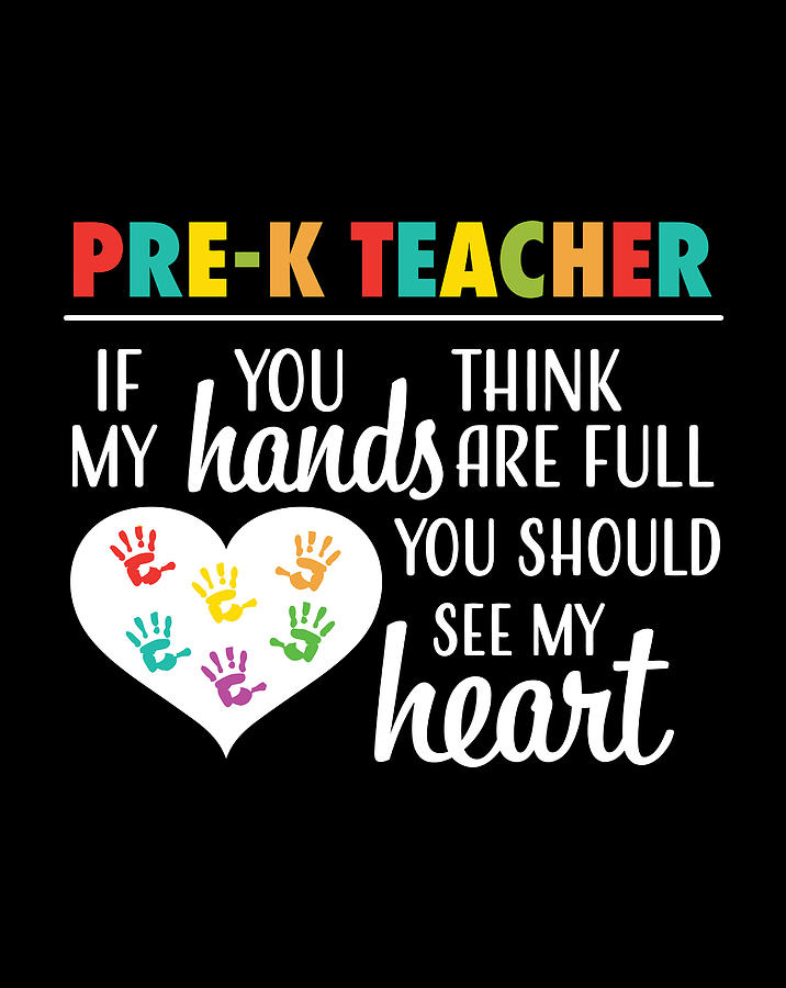 Pre K Teacher Cute Heart School Appreciation Gift Wemen Drawing by ...