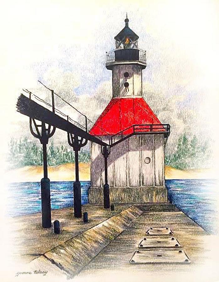 Pre2020#9 St Joseph MI Lighthouse  Drawing by Yvonne Blasy