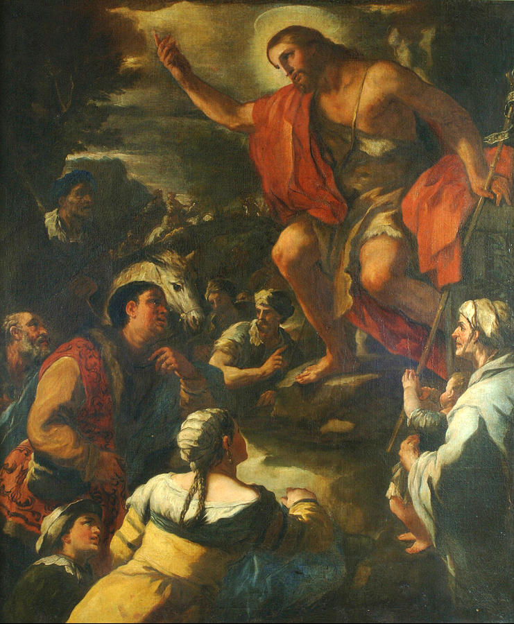 Preaching of St John the Baptist Painting by Luca Giordano | Fine Art ...