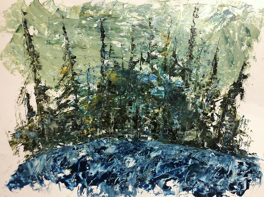 Precambrian Greens and Blues 3 Painting by Desmond Raymond