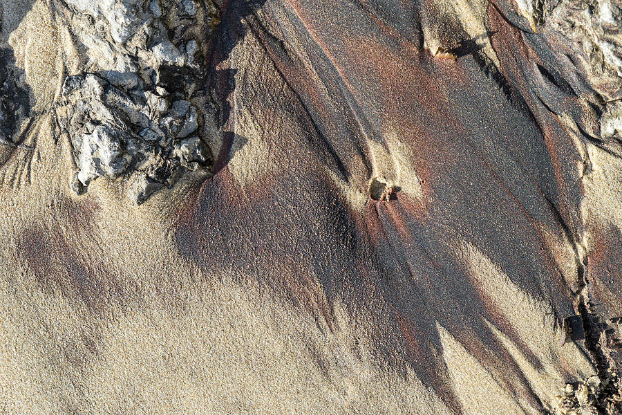 Precious Natural Abstracts - Capricious Sand Patterns With Rough Rocks Photograph