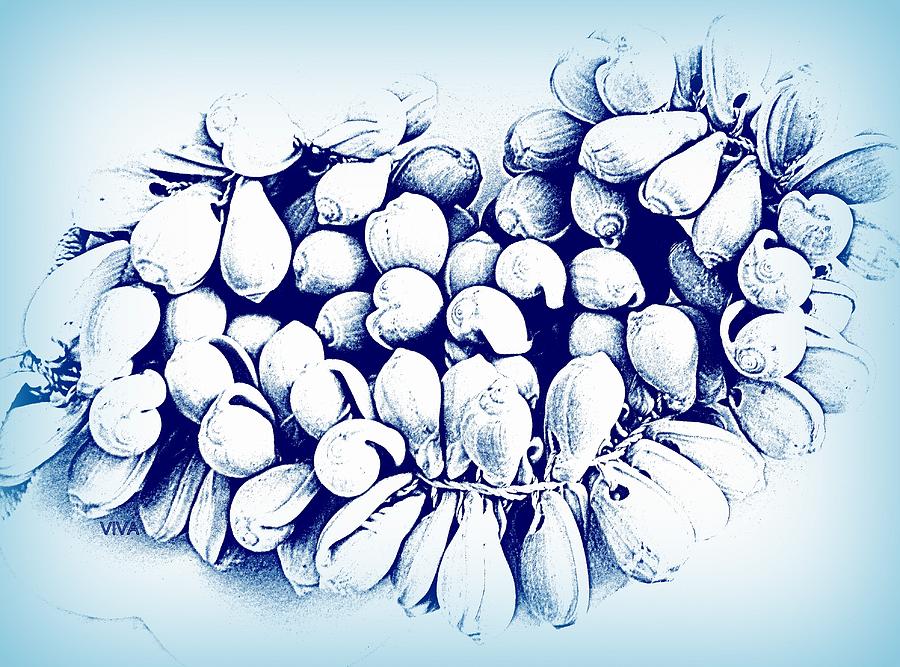 Precious Seashells - Blue -  White Photograph by VIVA Anderson