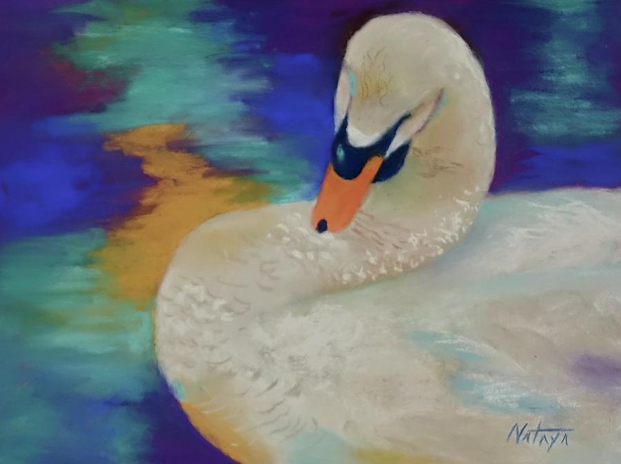 Preening Swan Pastel by Nataya Crow