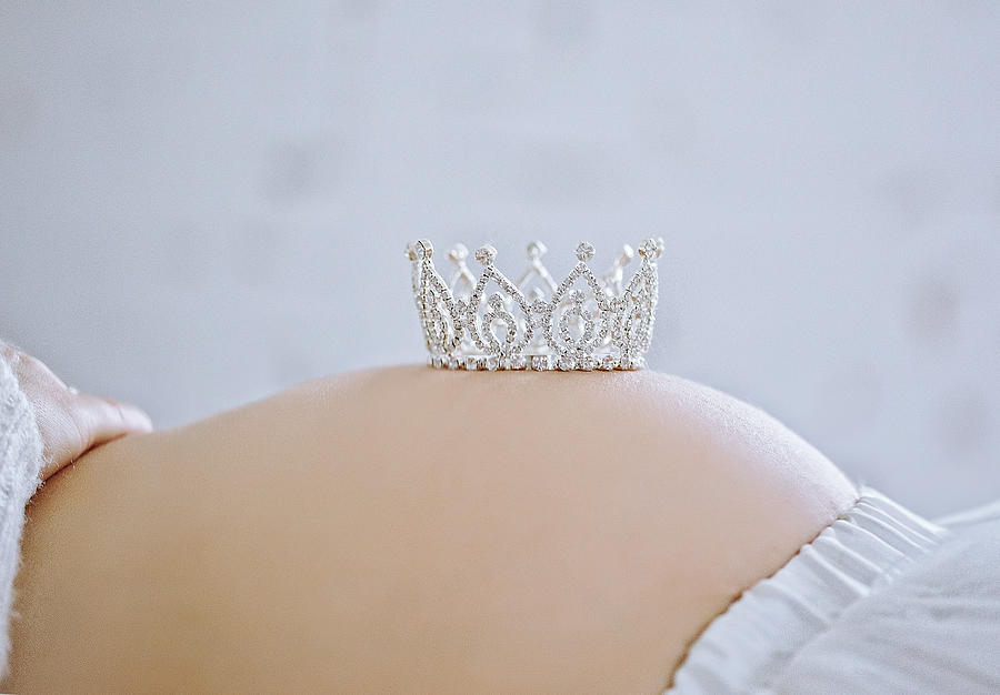 Pregnant belly with a crown for a baby princess Photograph by With love of photography