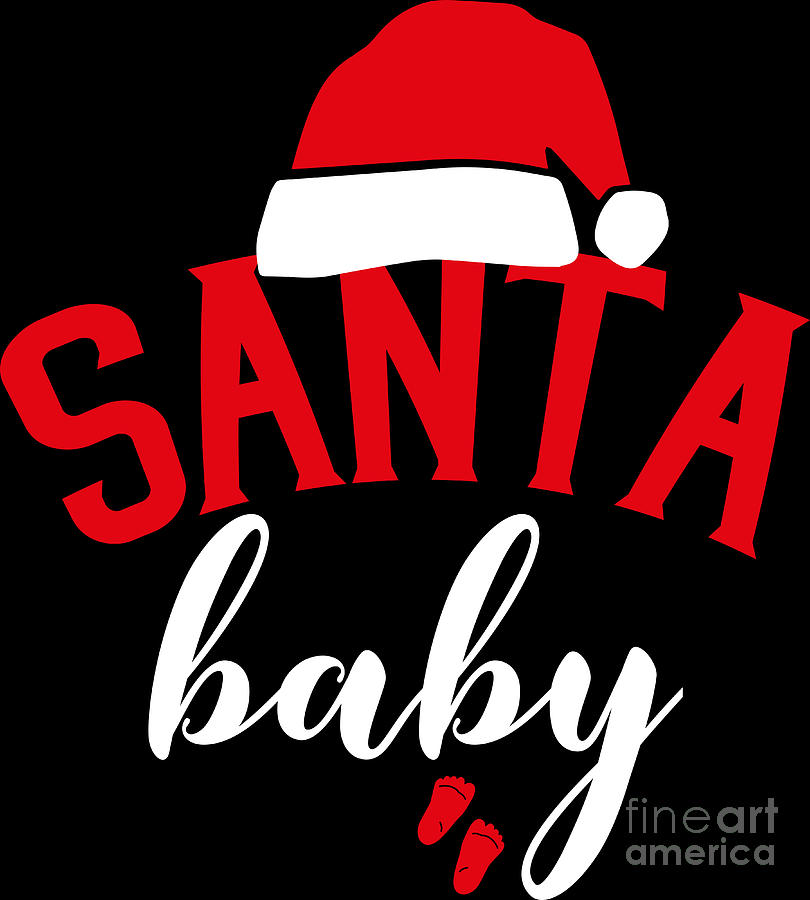 Pregnancy Announcement Digital Art - Pregnant Shirt Santa Baby Pregnancy Gift Tee by Haselshirt