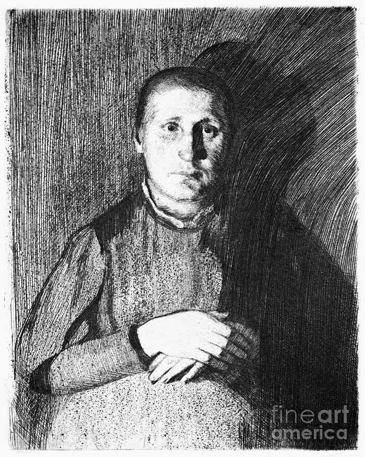 Pregnant Woman with Folded Hands Drawing by Kathe Kollwitz