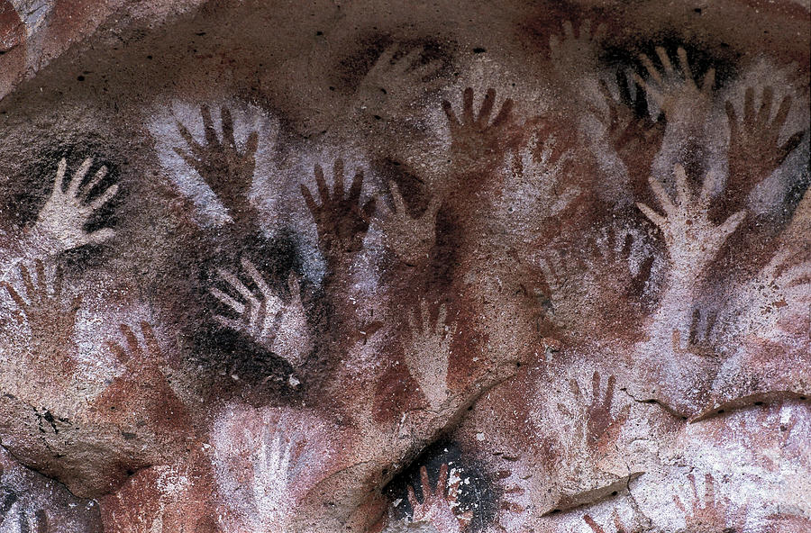 Prehistoric Painting - Prehistoric art, cave with hand prints, Cave of the Hands by Prehistoric
