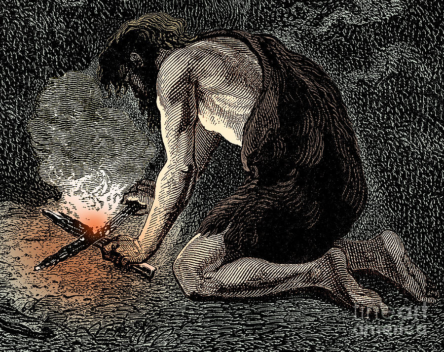 Prehistoric Man, Stone Age Control of Fire Photograph by Science Source