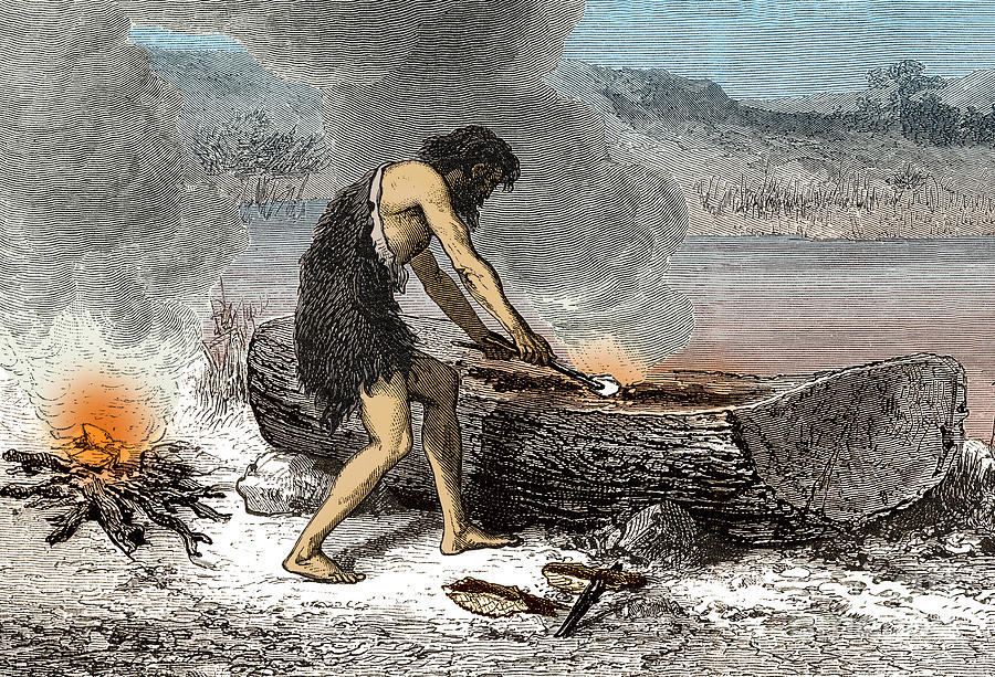 Prehistoric Man, Stone Age Dugout Photograph by Science Source