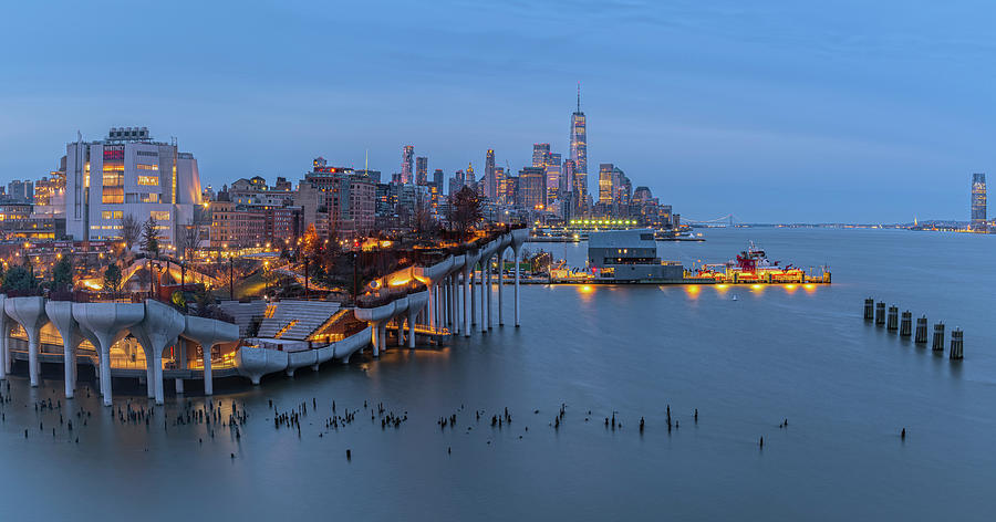New York City Photograph - Prelude To A Blue Hour Panorama by Angelo Marcialis