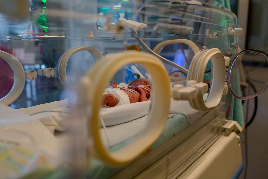 Premature Baby Lies In The Incubator Photograph by Jana Richter