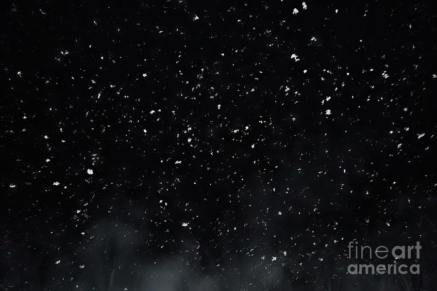Abstract Painting - premium Abstract black white snow texture on black background for overlay by N Akkash