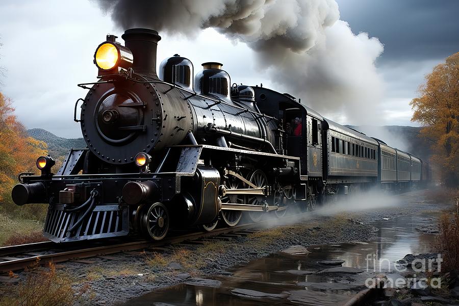 Transportation Painting - premium Essex Steam Train by N Akkash