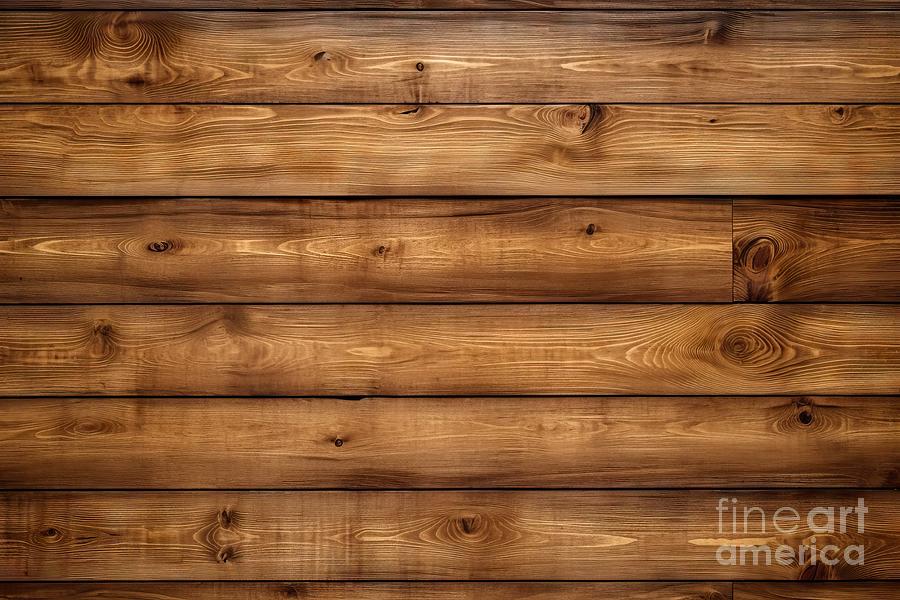 Abstract Painting - Premium Medium Brown Wood Texture Background Viewed From Above The Wooden Planks Are Stacked Horizontally And Have A Worn Look This Surface Would Be Great As Design Element For A Wall Floor Table Etch by N Akkash