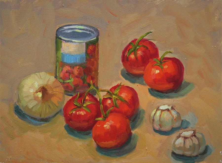 Still Lifes Painting - Preparing for Lasagna Dinner by Diane McClary
