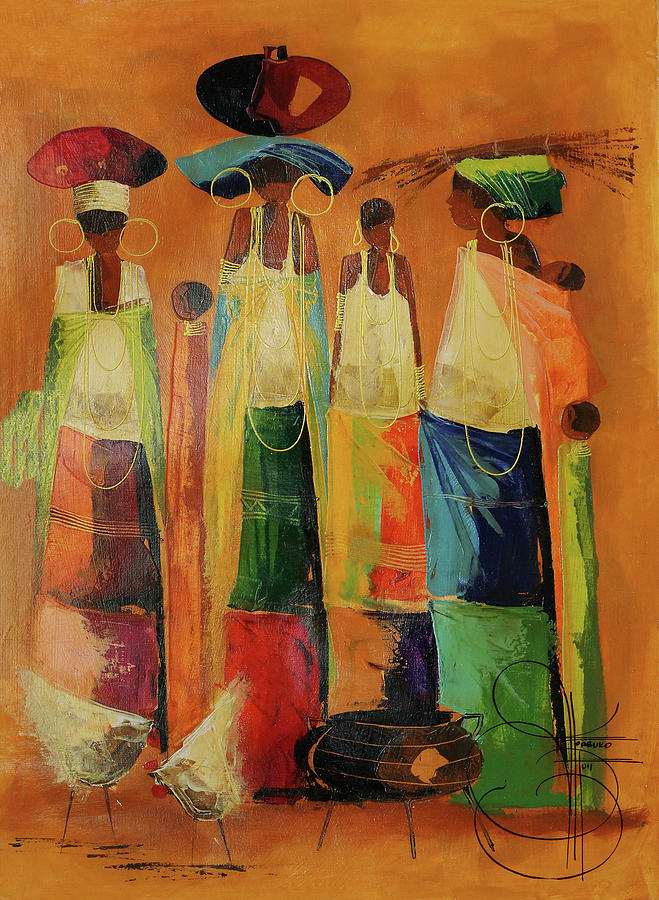 Preparing For Nightfall Painting by Ndabuko Ntuli Preparing For Nightfall Painting by Ndabuko Ntuli