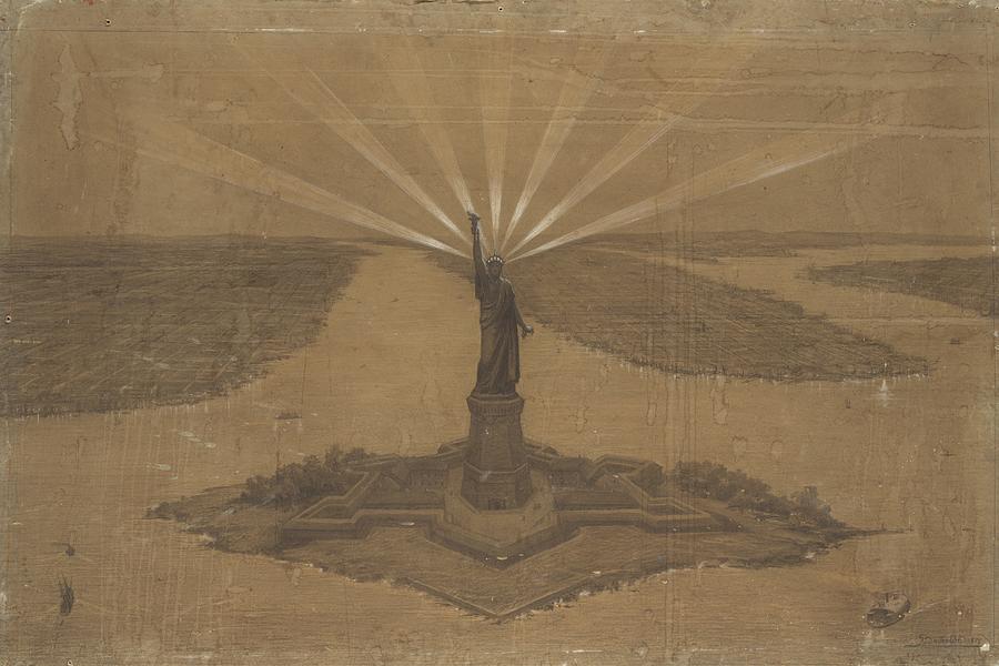 Presentation Drawing of The Statue of Liberty Illuminating the World Drawing by Frederic Auguste Bartholdi - Linda Howes Website