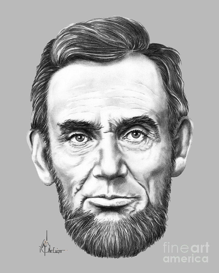 Portrait Drawing - President Abe Lincoln by Murphy Elliott