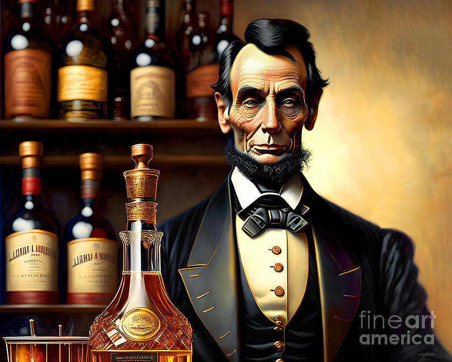 Martini Mixed Media - President Abraham Lincoln Having A Well Deserved Applejack After Winning The Civil War 20230127b by Wingsdomain Art and Photography