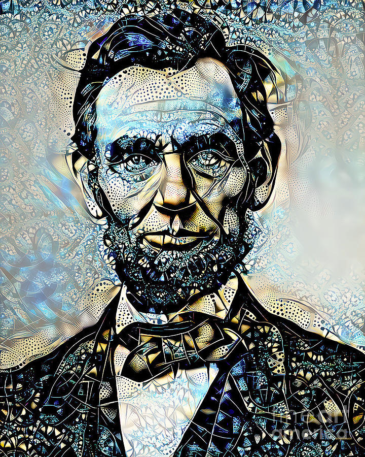 Independence Day Photograph - President Abraham Lincoln in Surreal Abstract Colors 20210210 v3 by Wingsdomain Art and Photography
