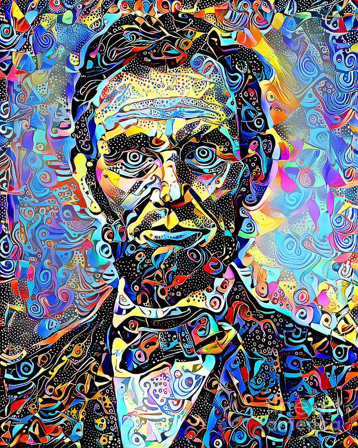 Independence Day Photograph - President Abraham Lincoln in Vibrant Contemporary Surreal Abstract Colors 20210210 v2 by Wingsdomain Art and Photography