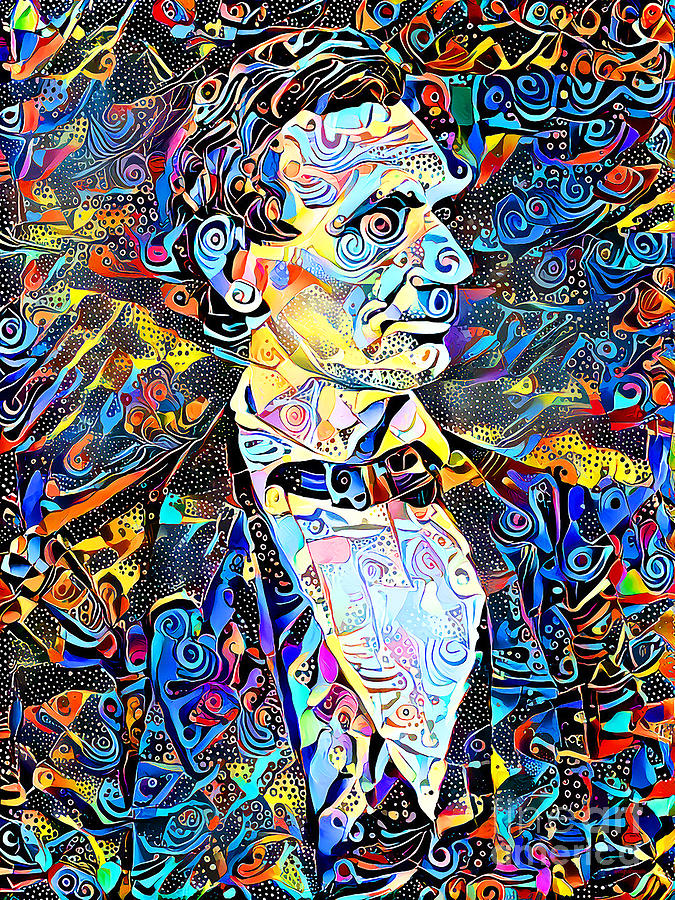 Independence Day Photograph - President Abraham Lincoln in Vibrant Contemporary Surreal Abstract Colors 20210210 by Wingsdomain Art and Photography