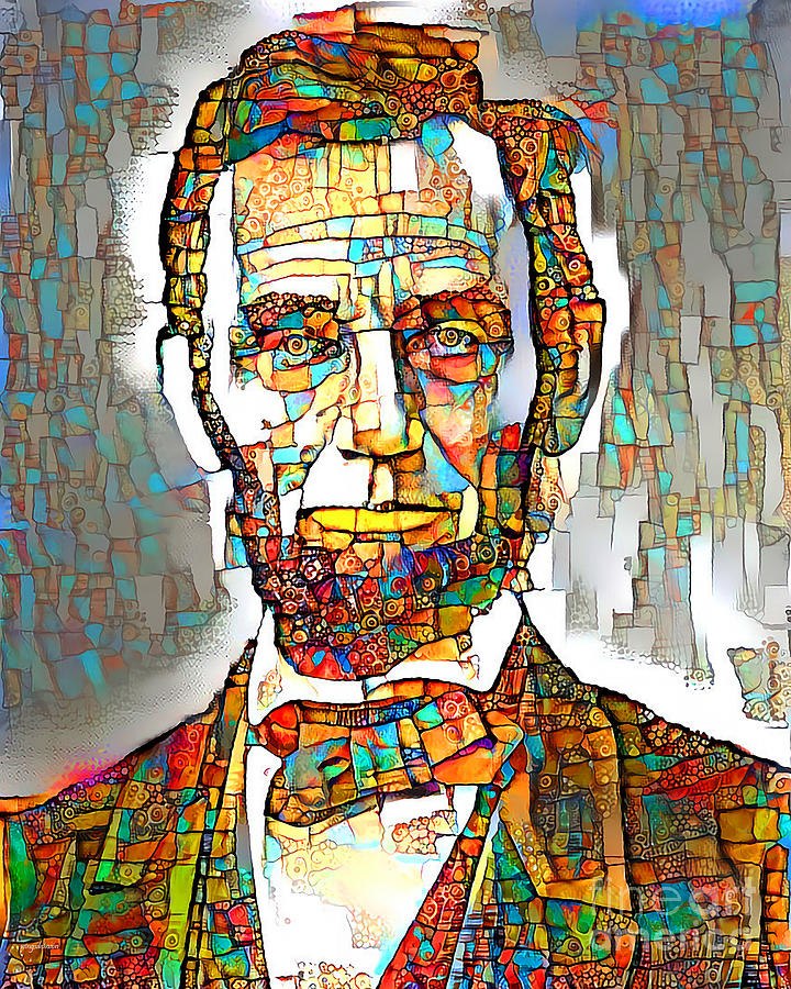 President Abraham Lincoln in Vibrant Playful Whimsical Colors 20200524 Photograph by Wingsdomain Art and Photography
