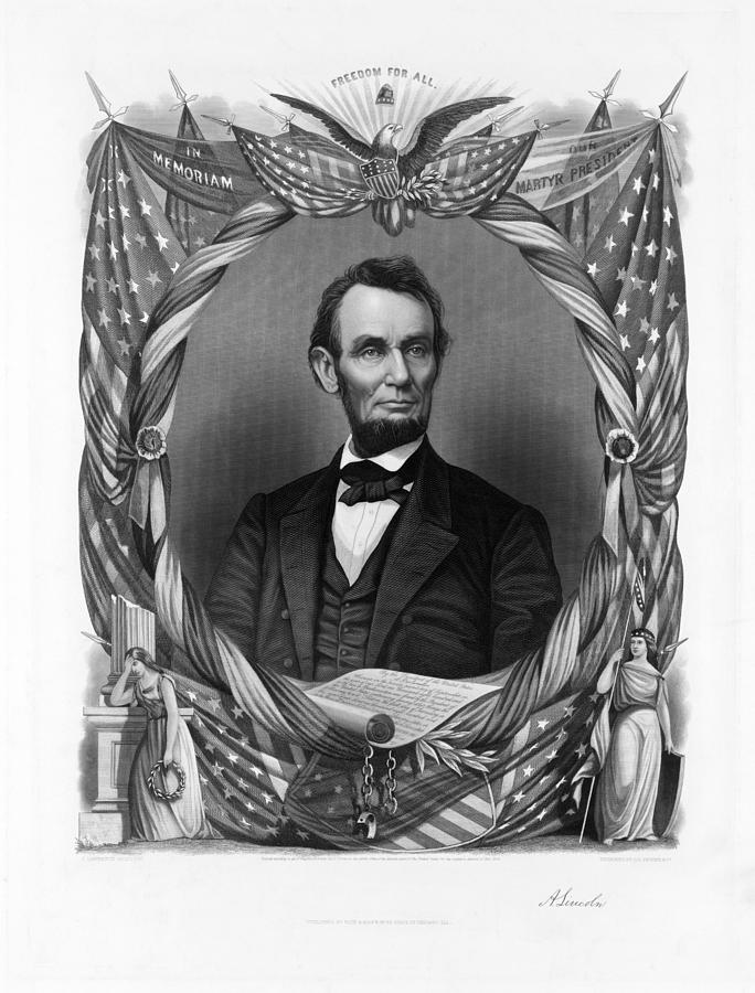 President Abraham Lincoln Memorial Engraving Drawing by War Is Hell Store