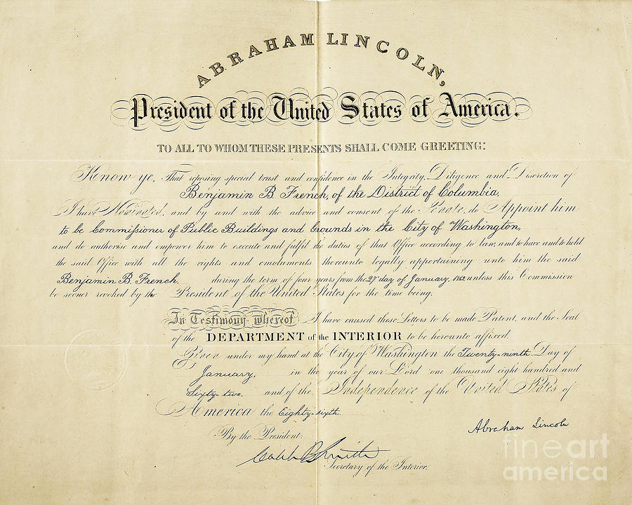 President Abraham Lincoln Presidency Certificate 20210215 Photograph by Wingsdomain Art and Photography