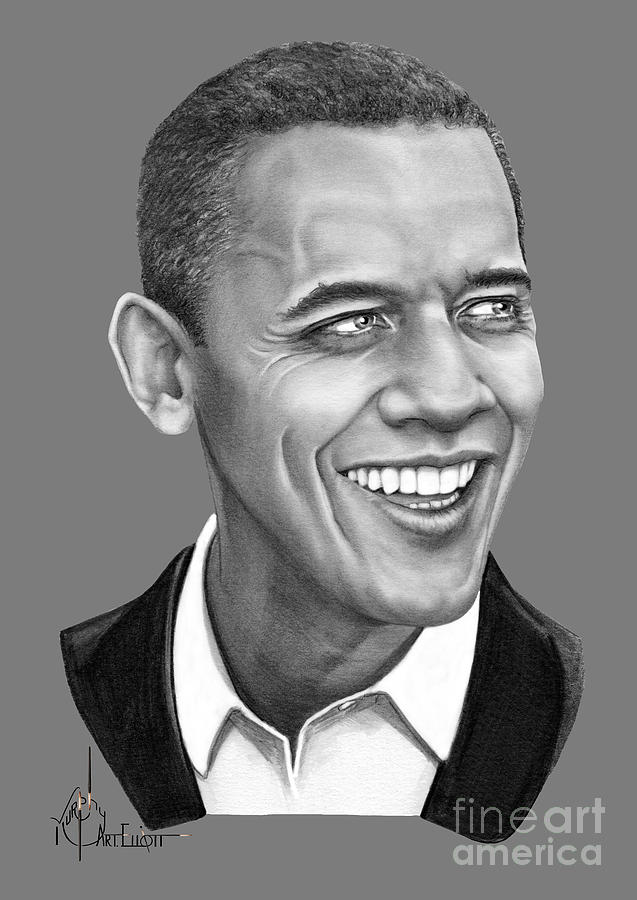President Barack Obama drawing Drawing by Murphy Elliott