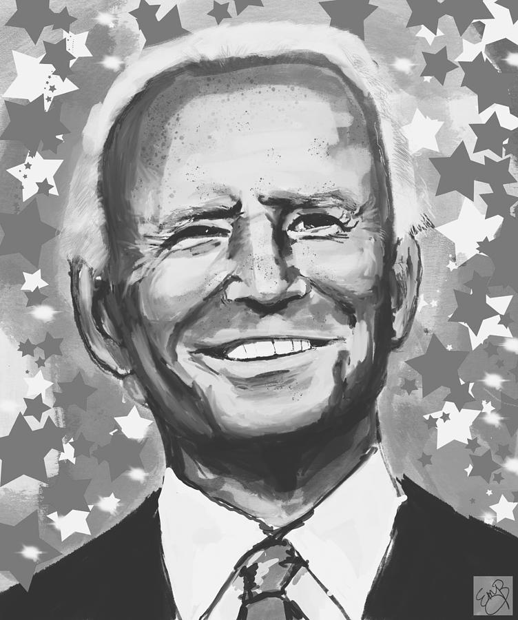 President Biden - BW Digital Art by Eileen Backman