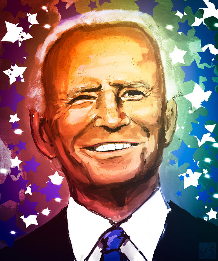 President Biden - Colorful Mixed Media by Eileen Backman