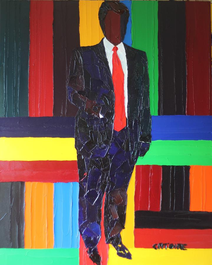 Portrait 10, The man with the red tie  Painting by Valerie Catoire