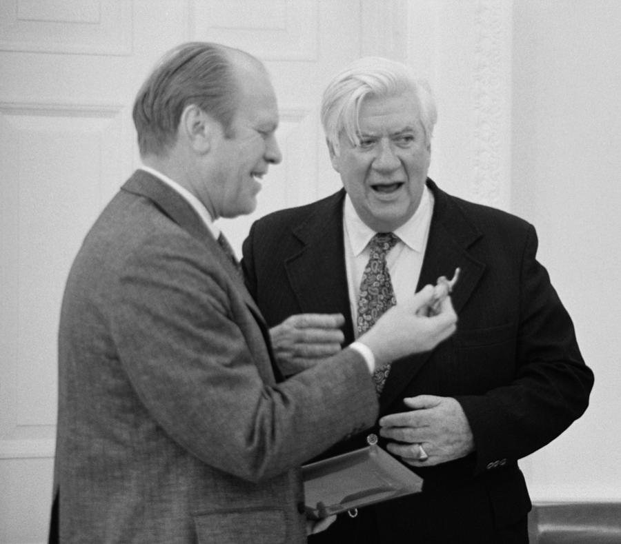 President Ford And Tip ONeill At The White house - 1975 Photograph by War Is Hell Store