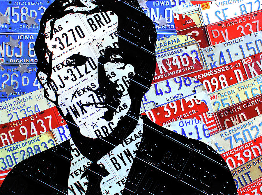 President George W Bush License Plate Art Portrait Mixed Media by Design Turnpike