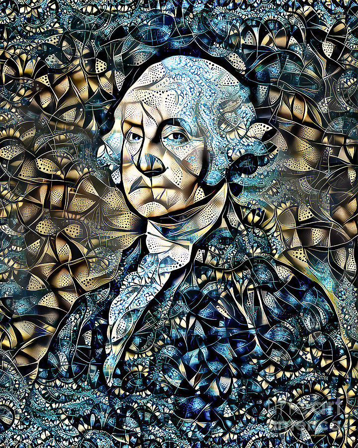 President George Washington in Surreal Abstract Colors 20210210 Photograph by Wingsdomain Art and Photography