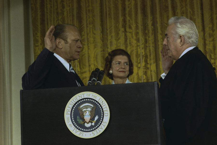 President Gerald Ford Being Sworn In - 1974 Photograph by War Is Hell Store