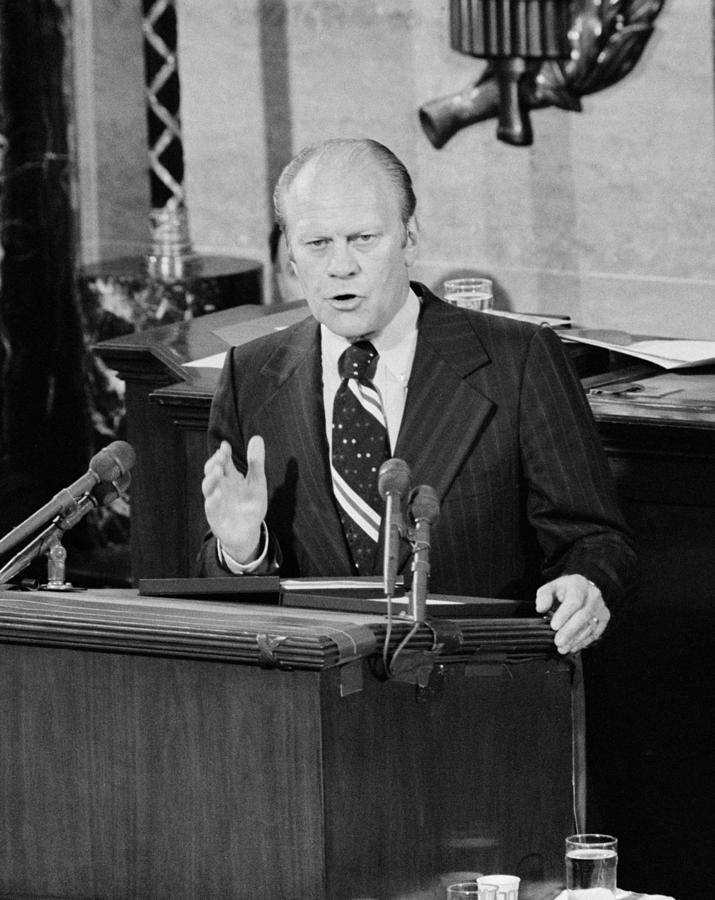 President Gerald Ford Speaking To Congress - 1974 Photograph by War Is Hell Store