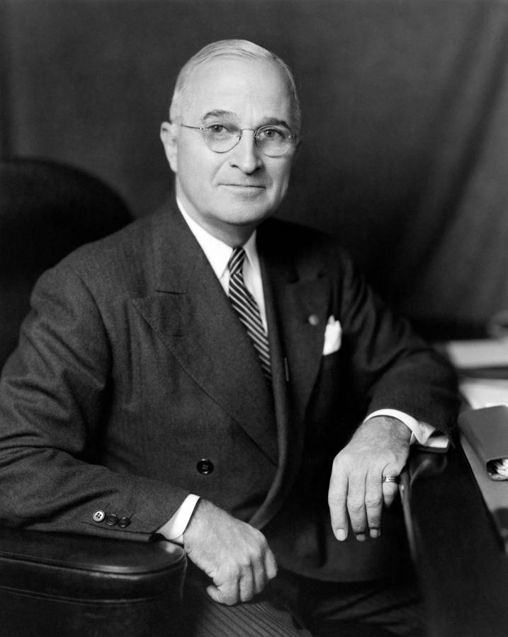 President Harry S. Truman Portrait - 1945 Photograph by War Is Hell Store