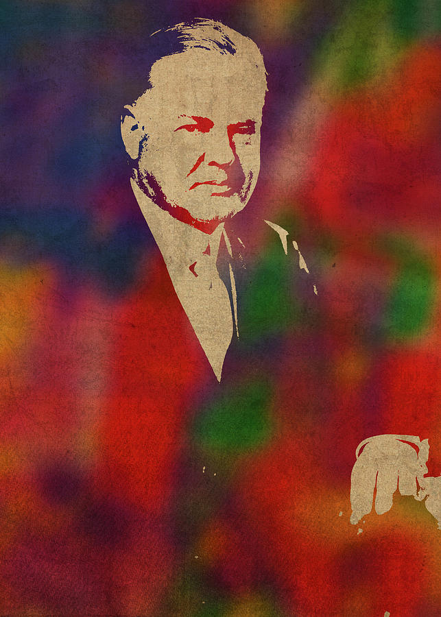 Herbert Hoover Mixed Media - President Herbert Hoover Watercolor Portrait by Design Turnpike
